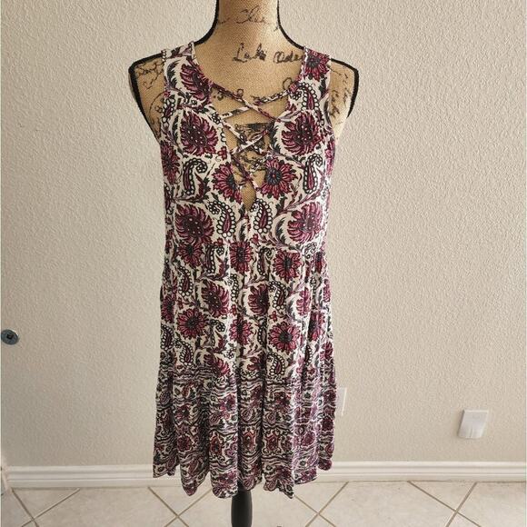 AEO AMERICAN Eagle Outfitters floral‎ paisley lattice dress size medium - Picture 1 of 9